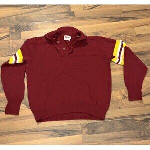 Vintage Dehen Knitting Sweater Men XL Red Yellow Acrylic  Official